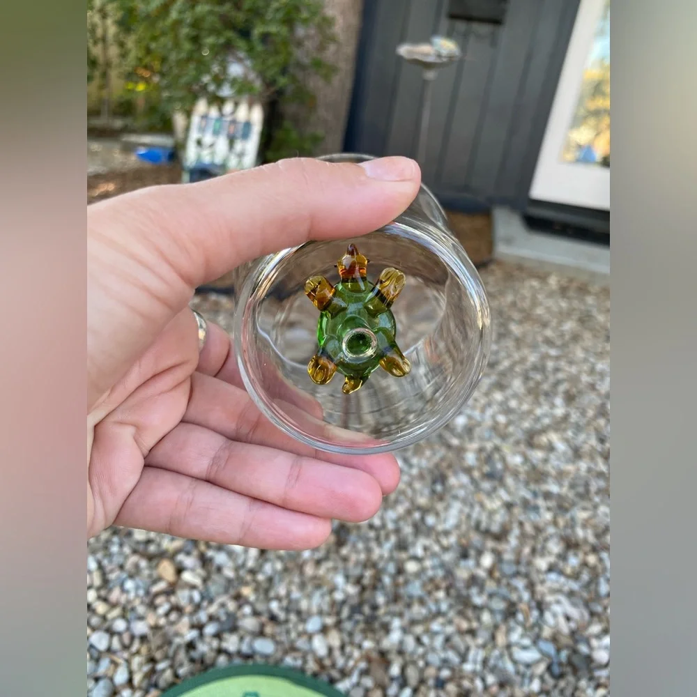 Handcrafted Glass Turtle Ornament for Reptile Habitats